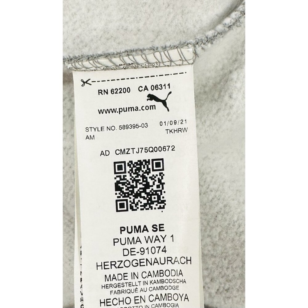 Puma Hoodie Hooded Sweatshirt Mens Medium Gray Kangaroo Pocket Heavy Warm Logo - Picture 9 of 10